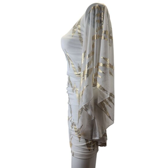 Emerald Sundae Asymmetrical Bodycon Dress With Gold Sequin Pattern - Picture 9 of 15